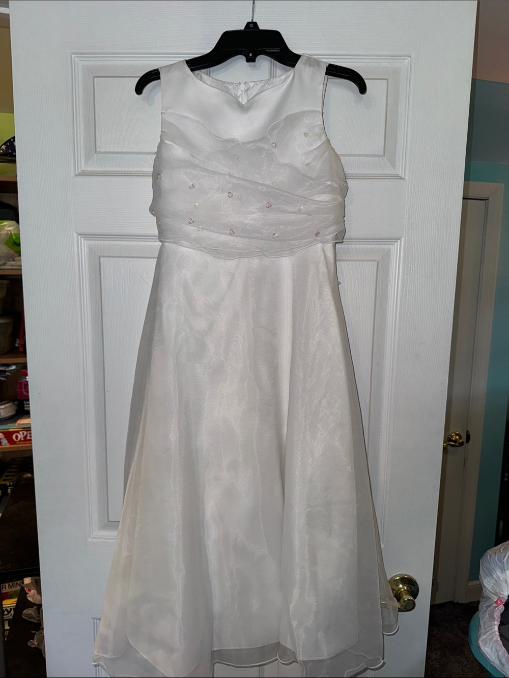 Bonnie Jean White Sleeveless Organza Flower Girl Dress